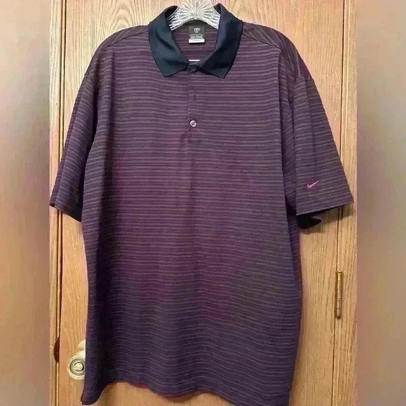 Nike Golf Red/Navy Striped Polo THIS ITEM IS SOLD UNABLE TO DELETE - Picture 1 of 8